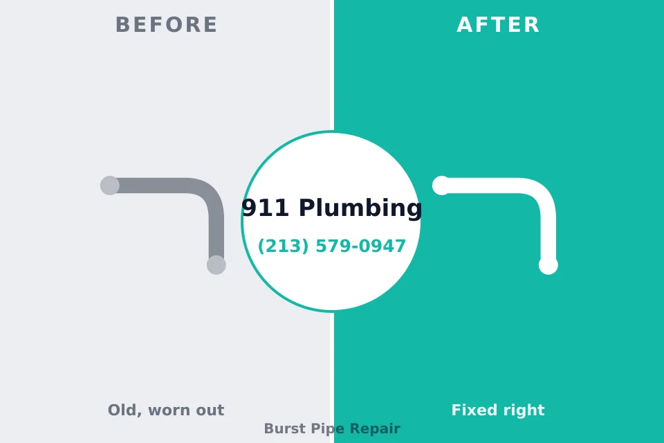 Before and after: plumbing repair Oyster Bay Cove, NY